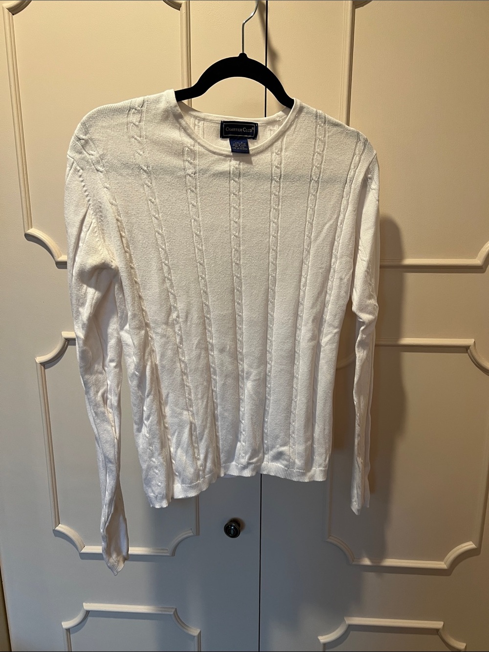 Vintage Charter Club Ivory Cable-Knit Crewneck Sweater